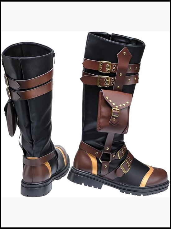 Medieval Steampunk Pirate Costume Boots for Men Halloween Cosplay LARP main image 5